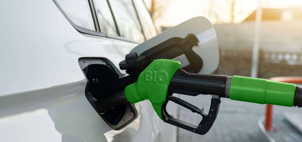 Carro abastecido com biocombustível.