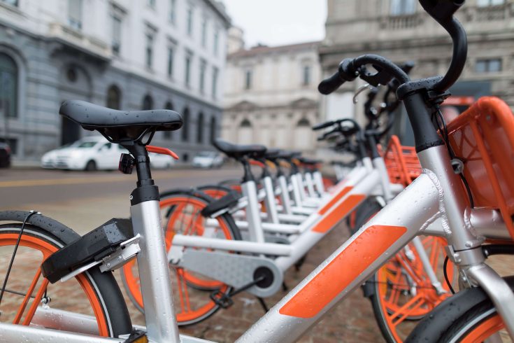 Bicicletas disponíveis para utilização no sistema de compartilhamento de bicicletas.